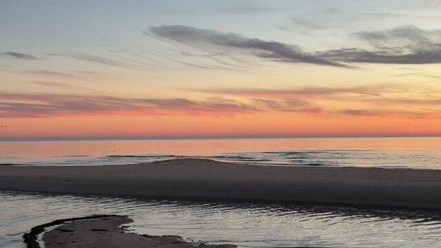 Calm Ocean Waves at Sunset on the Atlantic Ocean at Chatham, Cape Cod