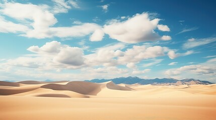 Fototapeta na wymiar Beautiful landscape of desert dunes mountains with bright clouds sky