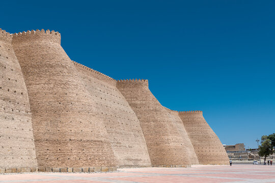 Walls of the Ark of Bukhara in Uzbekistan.