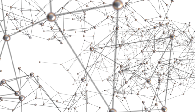 Neural network 3D illustration. Big data and cybersecurity