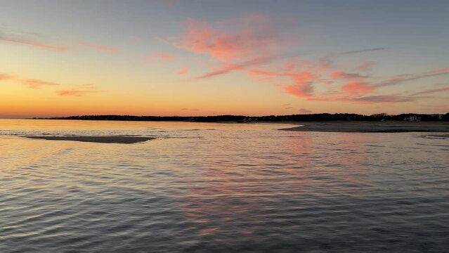 Calm Ocean Waves at Sunset on the Atlantic Ocean at Chatham, Cape Cod