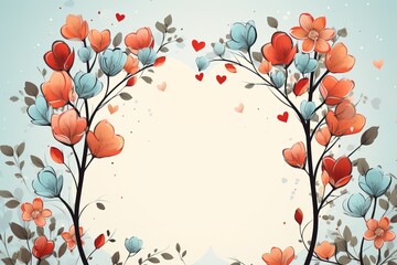 empty frame paper space blank  with Valentine's Theme background, festival Valentines day, generative ai.