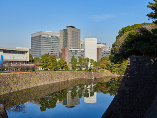 皇居外苑隣接した東京都心部の街風景