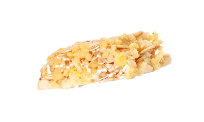 One piece of tasty granola bar isolated on white