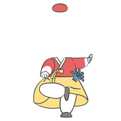 제기차기를 하고 있는 캐릭터 얼굴 합성용 일러스트