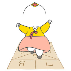 땅따먹기 놀이를 하고 있는 캐릭터 얼굴 합성용 일러스트