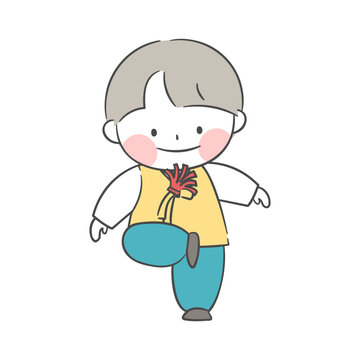 제기차기를 하고 있는 아이 일러스트