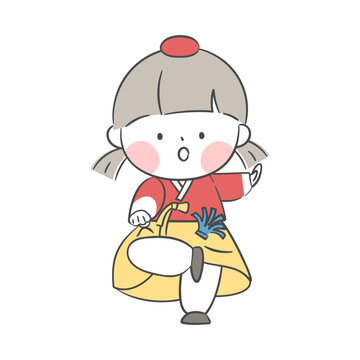 제기차기를 하고 있는 아이 일러스트
