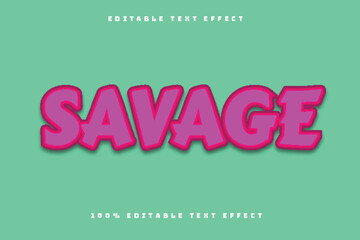 Savage Editable Text Effect 3D Emboss Cartoon Style