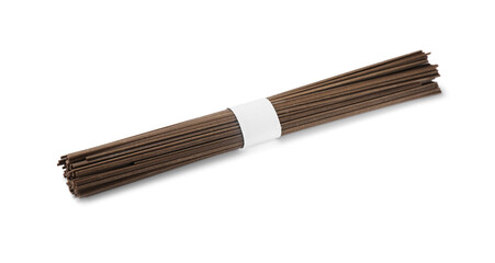 Uncooked buckwheat noodles (soba) isolated on white