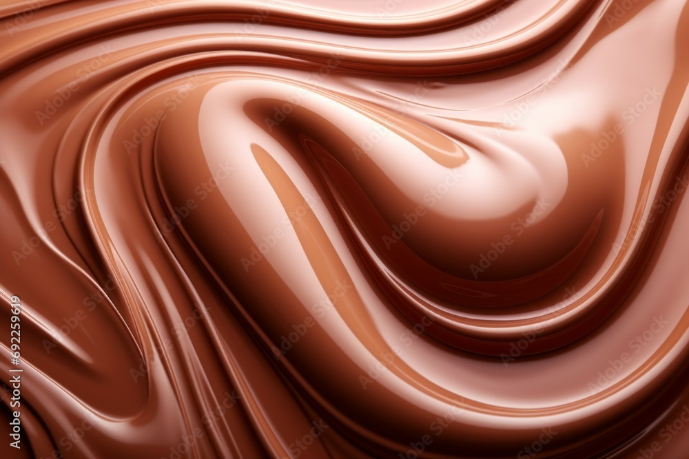 Poster abstract backdrop of melted milk chocolate. background with selective focus and copy space