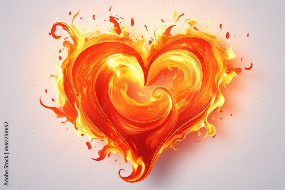 Aufkleber fire flame in the shape of a heart. background with selective focus with copy space