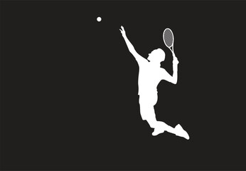 Fototapeta na wymiar Male tennis player playing, tennis hand drawn art illustration. Tennis player vector.