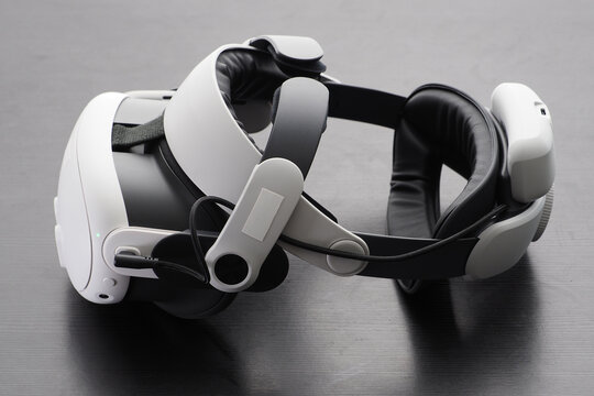 360 VR virtual and mixed reality headset on desk.