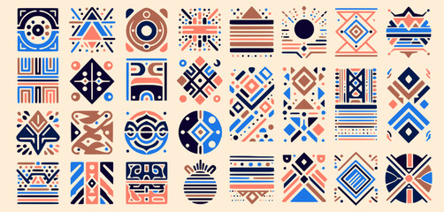 Berber Chic: Retro Abstract Shapes Vector Inspired by Amazigh Elegance