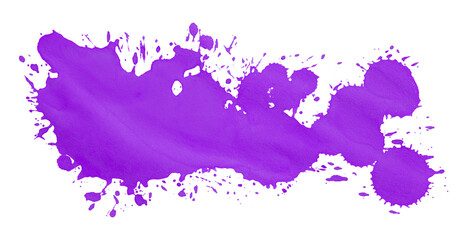 Purple watercolor background. Artistic hand paint. Isolated on transparent background.