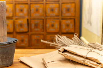 traditional Chinese herb medicine store horizontal composition