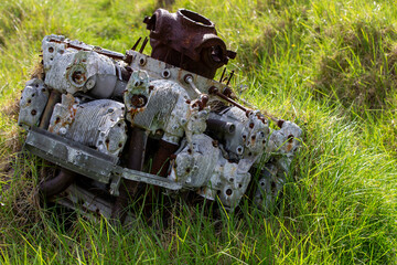 Close-up shot of remnants of the old Consolidated PBY Catalina plane that crashed on Lord Howe Island, New South Wales, Australia, in September 1948. 