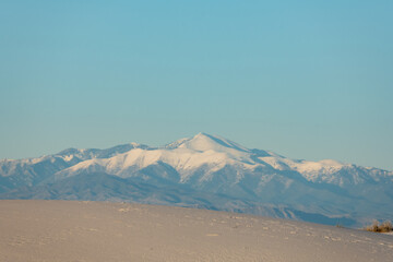 Snow Covered Mountains Above White Sands National Park