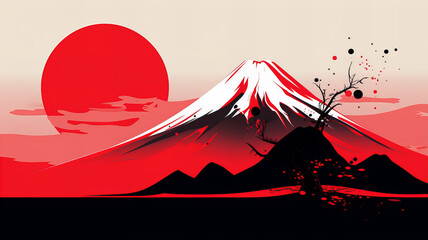 朝日が昇る富士山1 - obrazy, fototapety, plakaty