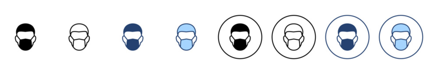 Mask icon vector. Medical mask sign and symbol. Man face with mask icon. Safety breathing mask