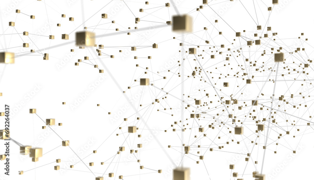 Poster Abstract digital background of points and lines. Glowing plexus. Big data. Network or connection.