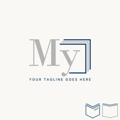Logo design graphic concept creative premium abstract vector sign unique stock letter initial word MY font layer paper. Related to monogram education