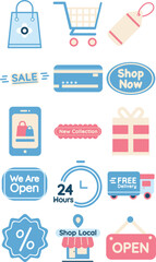 Bright Well-Rounded Shopping Illustration Set