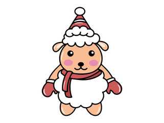 Christmas with Sheep and Santa Hat
