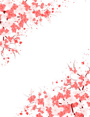 Sakura Bloom Frame. Flowers Blossom Border. Spring Floral Background. Blooming Flower illustration