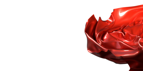 Abstract red cloth falling. Satin fabric flying in the wind