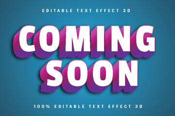 Coming Soon Editable Text Effect 3D Emboss Cartoon Style