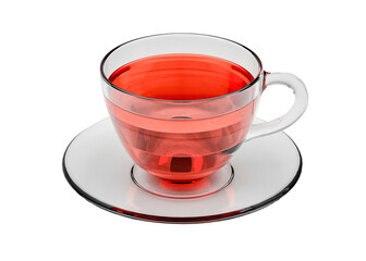 Glass cup of red tea isolated on transparent png 3d rendering image