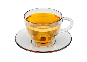 Glass cup of tea isolated on transparent png 3d rendering image