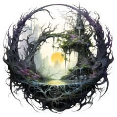 Journey to the Dark World Tree: A Thrilling Adventure Epic | T-Shirt | Book Cover | Frame Art | Clipart