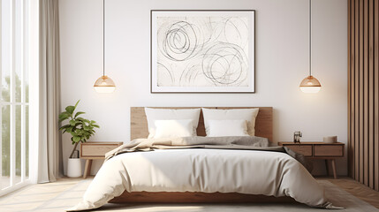 Modern Living Spaces.Stylish Bedroom Mock-Up Templates.AI Generative 