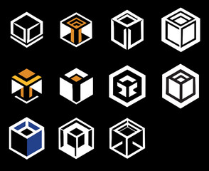 Fototapeta na wymiar Set of box shape logo icon