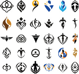 Set of human shape logo icon