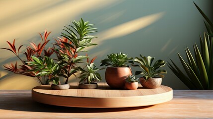 Obraz premium 緑色の部屋と観葉植物
