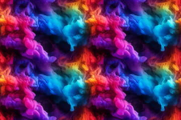 Close-up rainbow smoke cloud, showcasing vibrant patterns and dynamic motion. Seamless repeatable background.