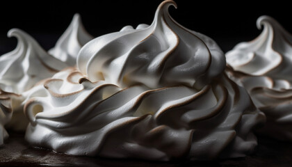 Whipped cream spiral on chocolate dessert, gourmet indulgence celebration generative AI