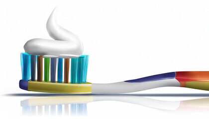 Toothbrush with toothpaste on white background