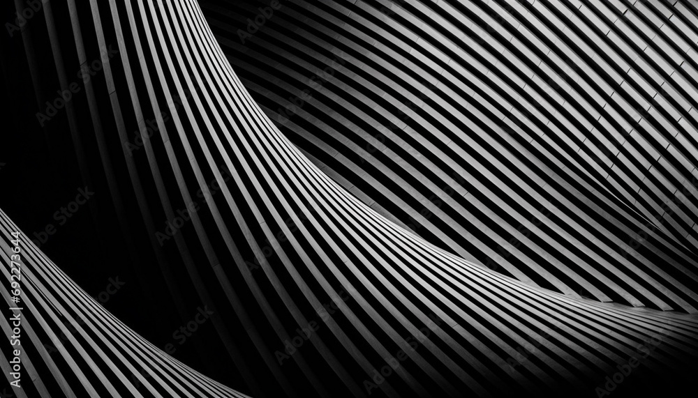 Poster smooth black tube in a row creates futuristic illusion design generative ai