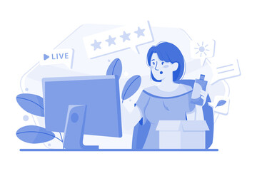 Live Product Review Illustration concept on white background