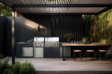 modern outdoor kitchen ideas for your home design - obrazy, fototapety, plakaty