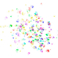 Colorful confetti on a transparent background. Event and party celebration elements.