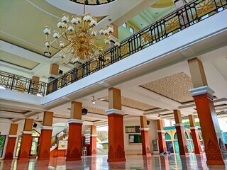 Interior design The splendor of the mosque in the center of the city of Batang, Central Java,...
