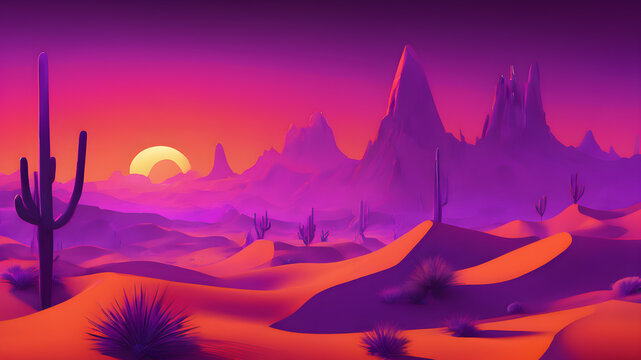 Scenery neon desert ground land