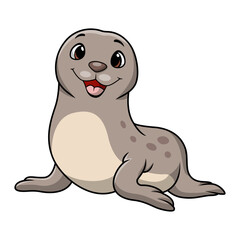 Cute baby seal cartoon on white background