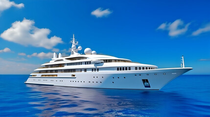 Luxurious yacht in the mexican caribbean sea - obrazy, fototapety, plakaty